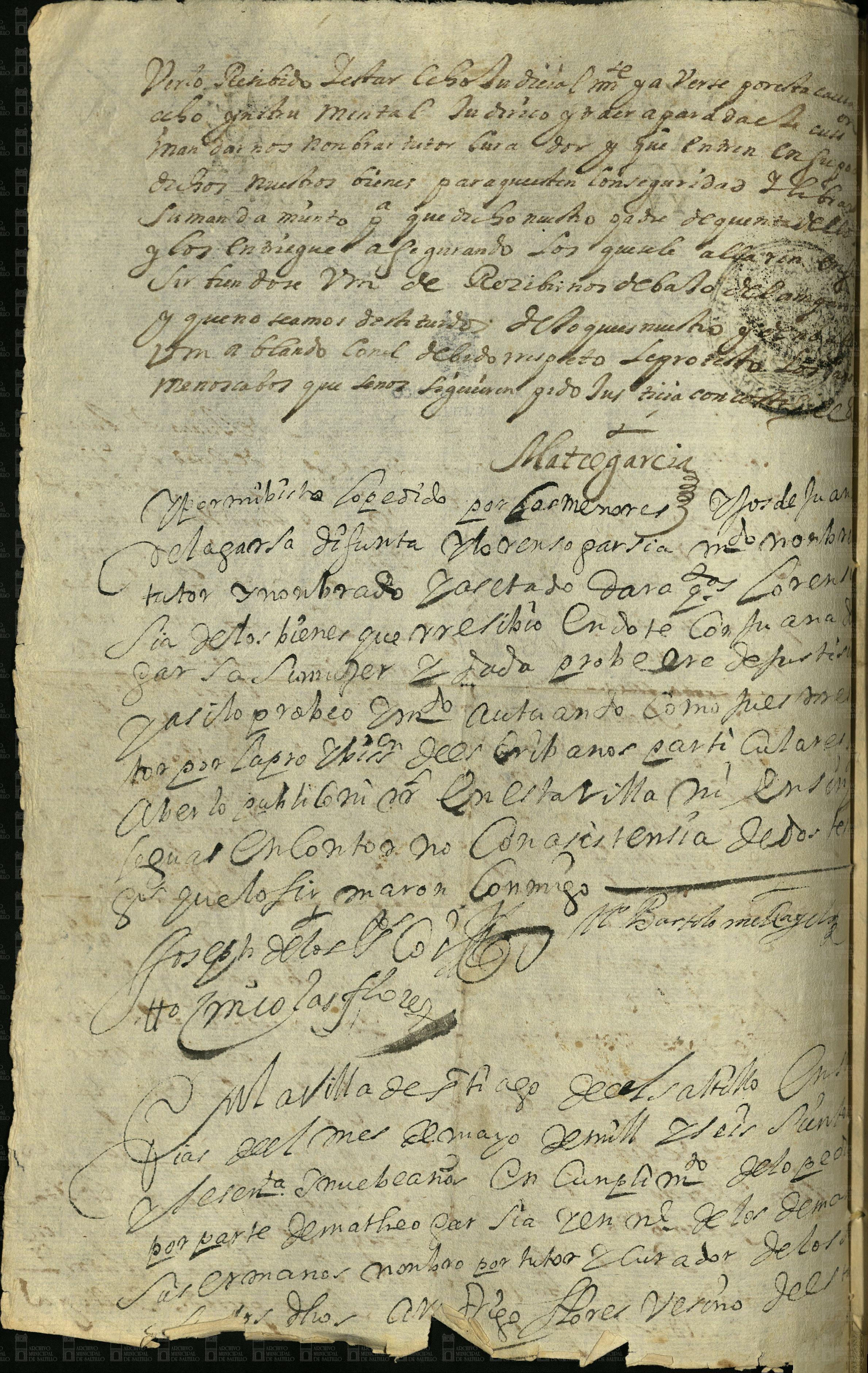 Mateo García pide no se embarguen los bienes que dejó su madre Juana de la Garza (ficha AMS PM c. 2, e. 49, d. 55) — imagen 2