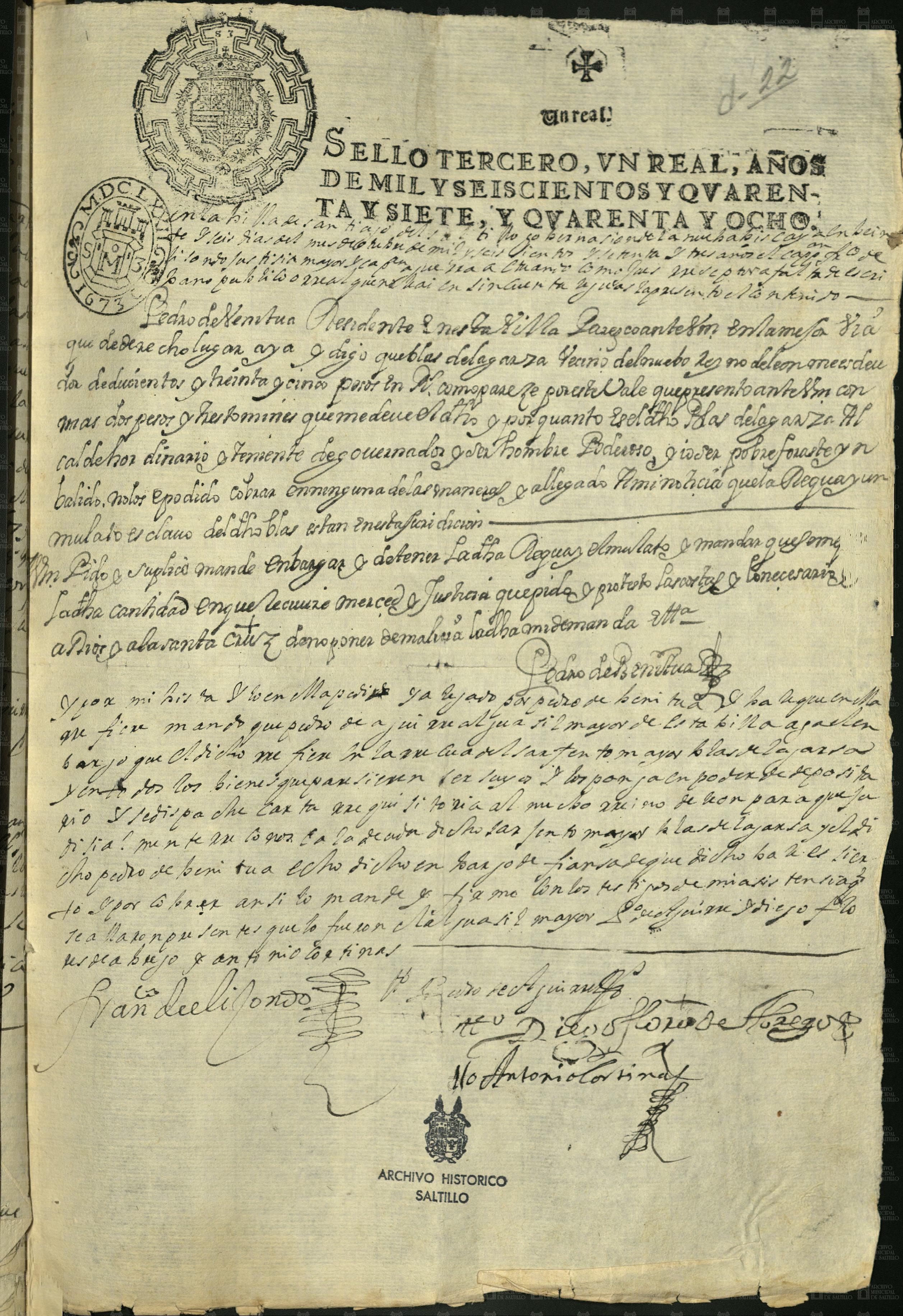Pedro de Ventura demanda a Blas de la Garza (ficha AMS PM c. 2, e. 51, d. 22) — imagen 1