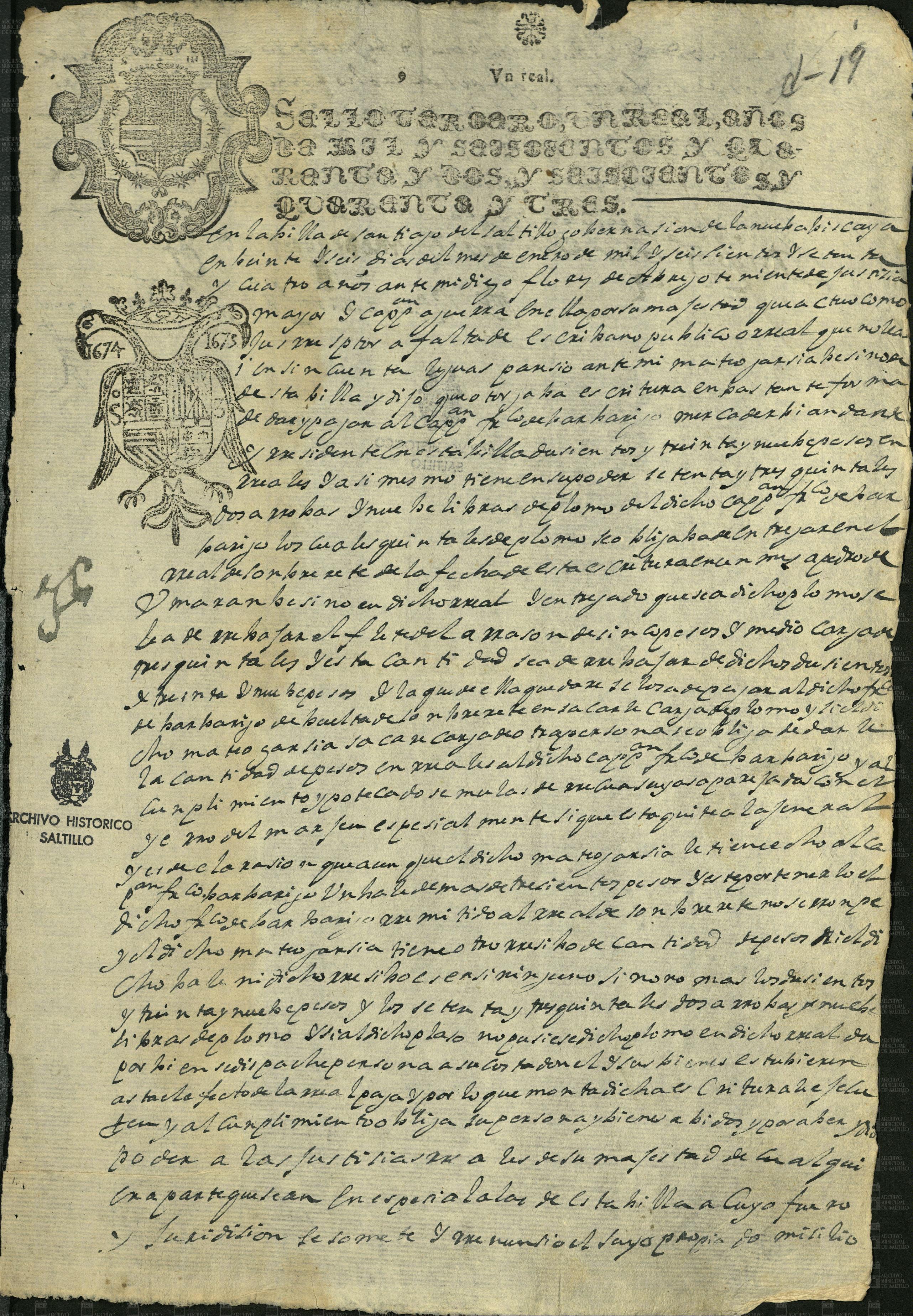 Mateo García se obliga a pagar fletes de plomo (ficha AMS PM c. 2, e. 7, d. 19) — imagen 1