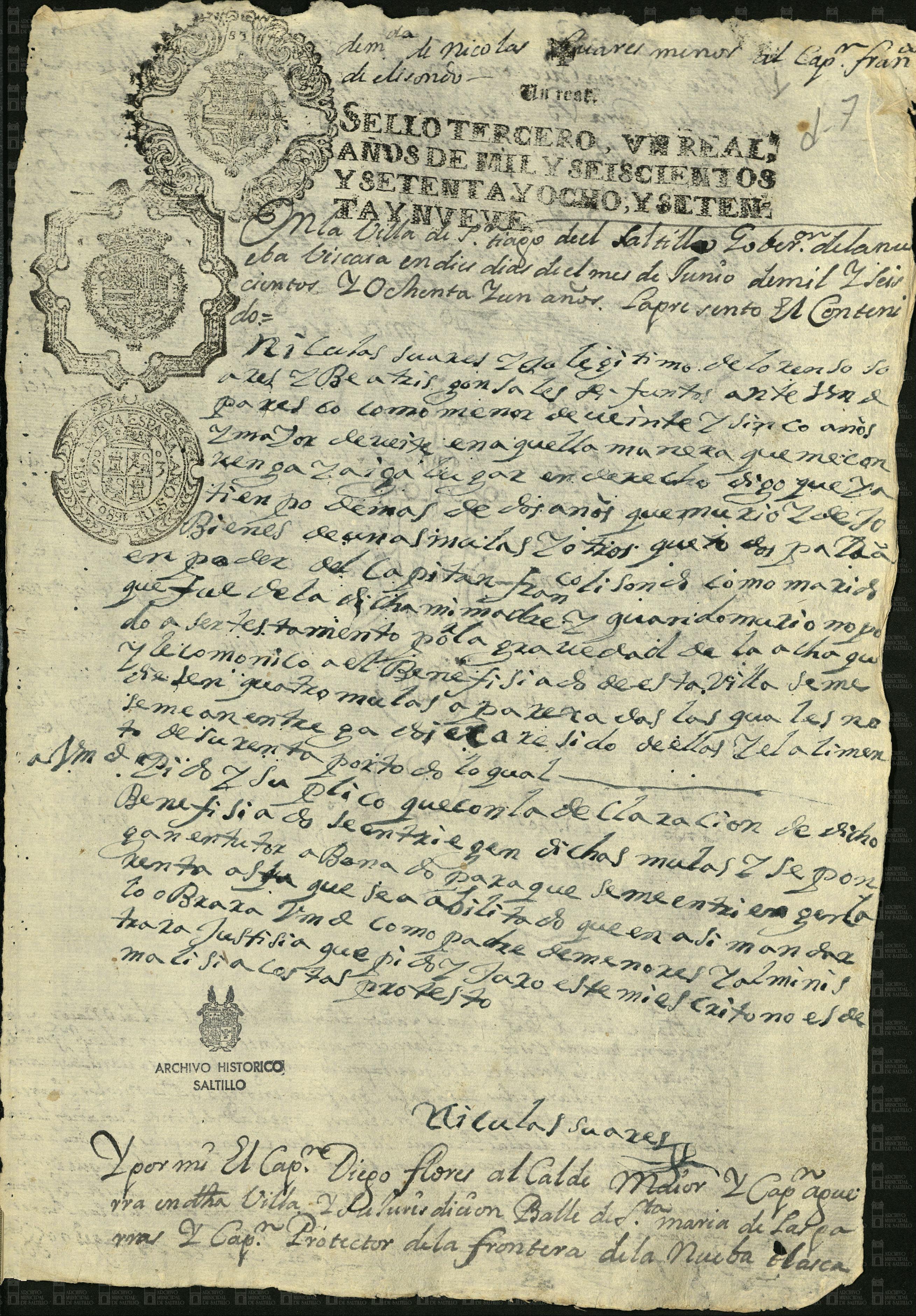 Nicolás Suárez pide los bienes de su madre Beatriz González (ficha AMS PM c. 3, e. 38, d. 7) — imagen 1